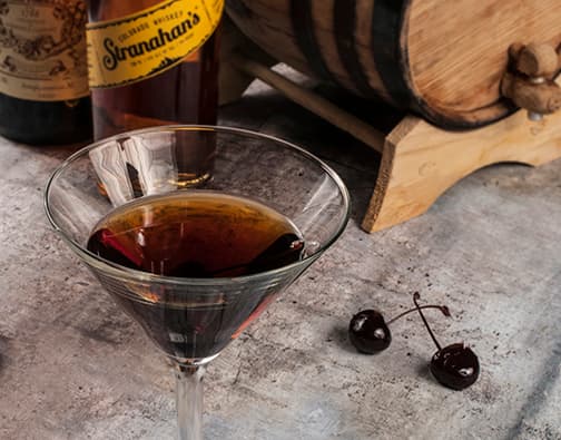 Manhattan recipe served on a plate, by The Moot House