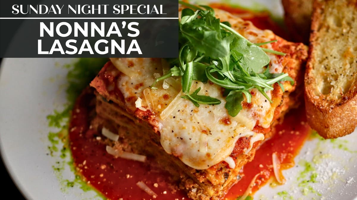 Nona's Lasagna recipe served on a plate, by VAI's Italian Inspired Restaurant Kitchen + Bar