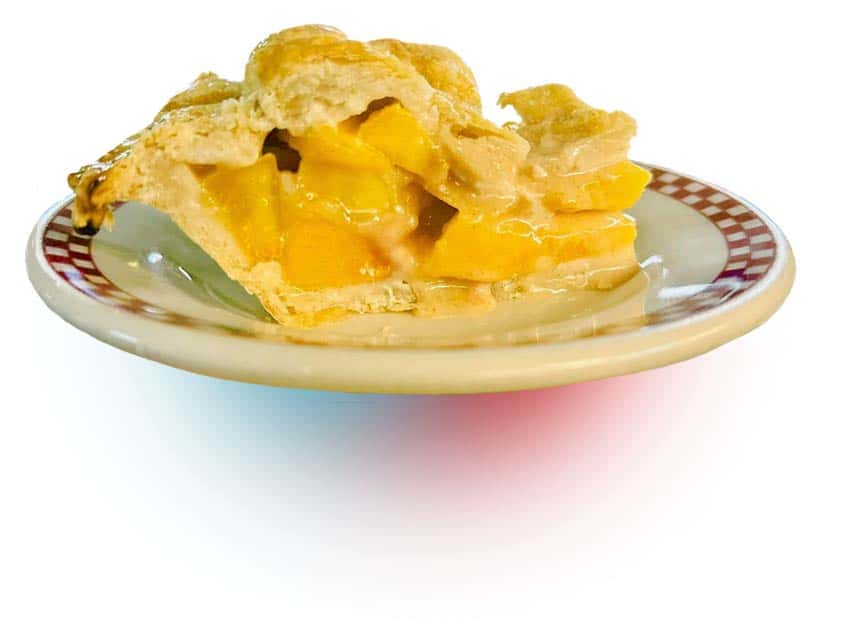 Peaches Pie recipe served on a plate, by Broadway Diner Peaches Pie recipe served on a plate, by Broadway Diner