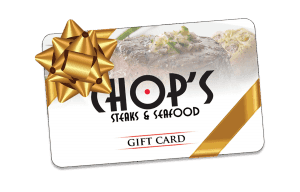 Gift Card recipe served on a plate, by Chop's Gift Card recipe served on a plate, by Chop's
