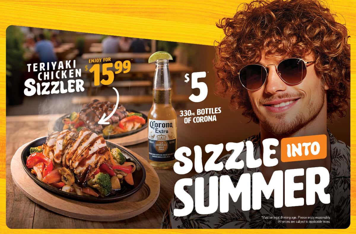 CHICKEN SIZZLER recipe served on a plate, by Chucks Roadhouse Bar & Grill CHICKEN SIZZLER recipe served on a plate, by Chucks Roadhouse Bar & Grill