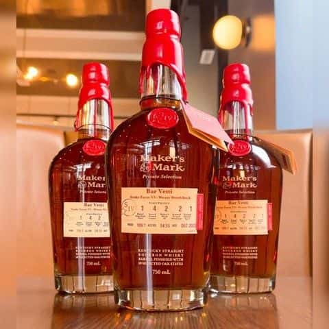 Maker's Mark recipe served in a glass, by bar Vetti Maker's Mark recipe served in a glass, by bar Vetti