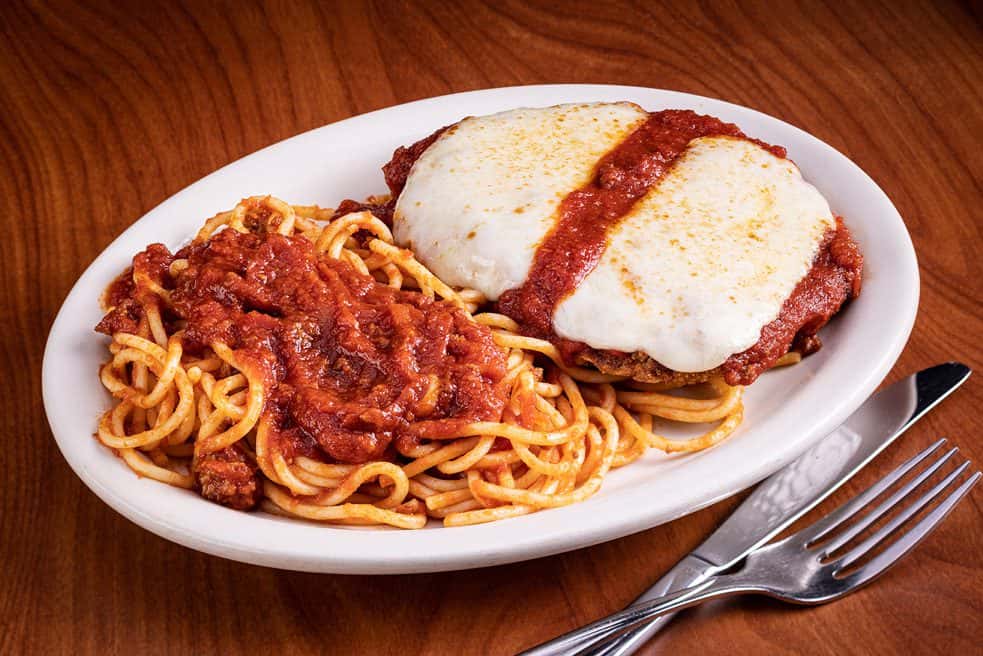 Chicken Parmesan recipe served on a plate, by Chef's Restaurant Chicken Parmesan recipe served on a plate, by Chef's Restaurant