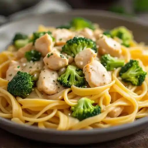 CHICKEN & BROCCOLI ALFREDO recipe served on a plate, by Rosalina's Kitchen CHICKEN & BROCCOLI ALFREDO recipe served on a plate, by Rosalina's Kitchen