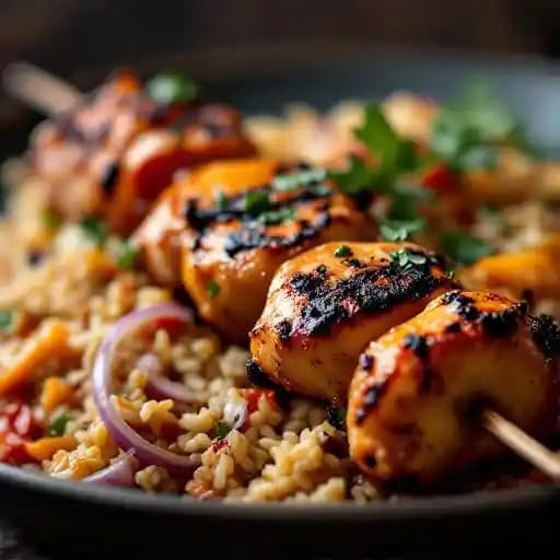 Grilled Skewer recipe served on a plate, by Gravity Taphouse Grille Grilled Skewer recipe served on a plate, by Gravity Taphouse Grille