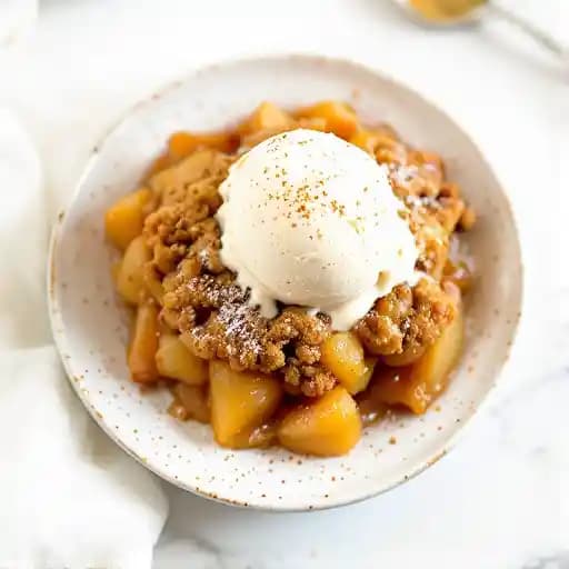 Apple Cobbler recipe served on a plate, by Olives Apple Cobbler recipe served on a plate, by Olives