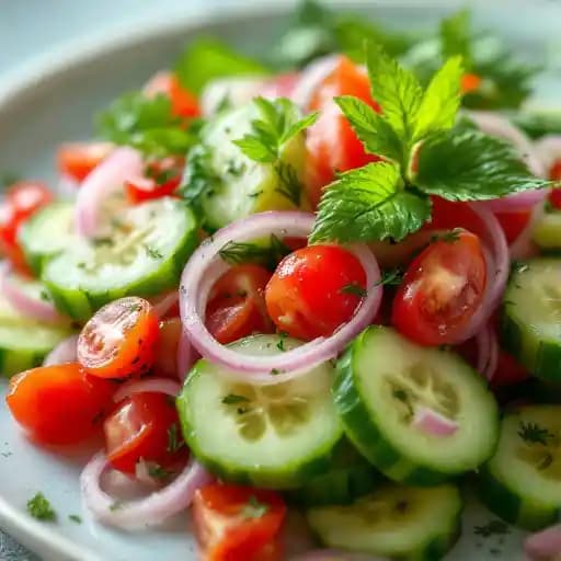 CHILLED CUCUMBER SALAD recipe served on a plate, by Butcher & The Boar CHILLED CUCUMBER SALAD recipe served on a plate, by Butcher & The Boar