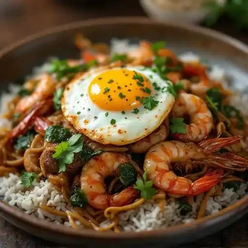Pad Gra Prow recipe served on a plate, by PAI Pad Gra Prow recipe served on a plate, by PAI