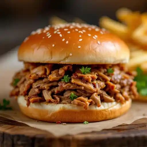 Pulled Pork Sandwich recipe served on a plate, by Dark Horse Bar & Eatery Pulled Pork Sandwich recipe served on a plate, by Dark Horse Bar & Eatery