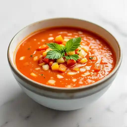 Gazpacho recipe served on a plate, by BRAVO! Italian Restaurant & Bar Gazpacho recipe served on a plate, by BRAVO! Italian Restaurant & Bar