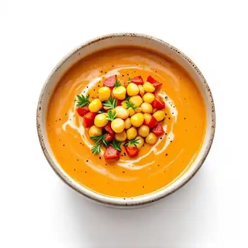 Roasted Red Pepper, Crab & Corn Bisque recipe served on a plate, by BRAVO! Italian Restaurant & Bar Roasted Red Pepper, Crab & Corn Bisque recipe served on a plate, by BRAVO! Italian Restaurant & Bar