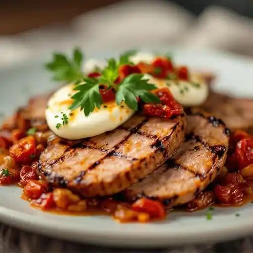 Grilled Duck Breast / Andouille / Mozzarella / Sun Dried Tomato Fritada