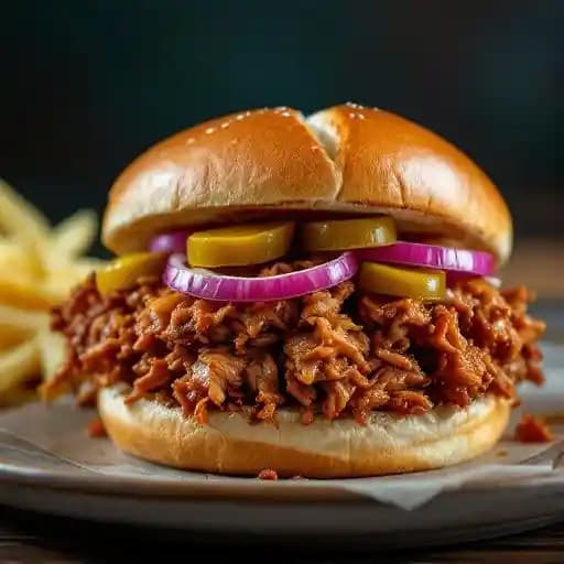 Pulled Pork Sandwich recipe served on a plate, by Boogies Grill & Chill Pulled Pork Sandwich recipe served on a plate, by Boogies Grill & Chill