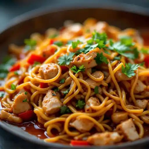 Drunken Noodles with Chicken recipe served on a plate, by Asian Sea Grill Drunken Noodles with Chicken recipe served on a plate, by Asian Sea Grill