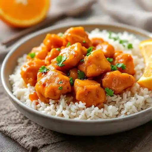 Orange Chicken recipe served on a plate, by Teriyaki Madness Orange Chicken recipe served on a plate, by Teriyaki Madness