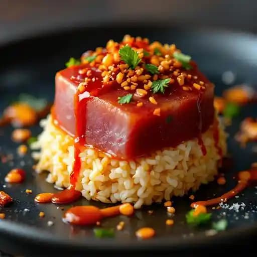 Cherry bomb recipe served on a plate, by Blue Sushi Sake Grill Cherry bomb recipe served on a plate, by Blue Sushi Sake Grill