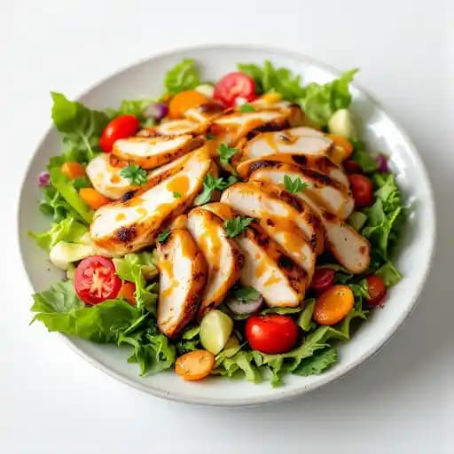 Grilled Chicken Salad recipe served on a plate, by Don & Millie's Grilled Chicken Salad recipe served on a plate, by Don & Millie's