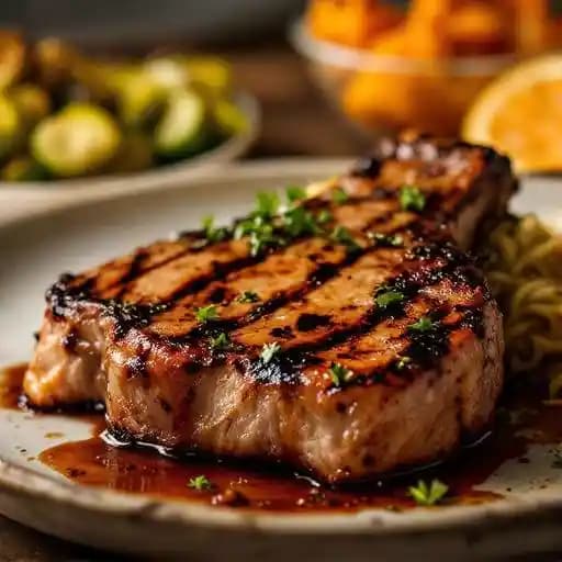 Cider Pork Chop recipe served on a plate, by Copper Door Cider Pork Chop recipe served on a plate, by Copper Door