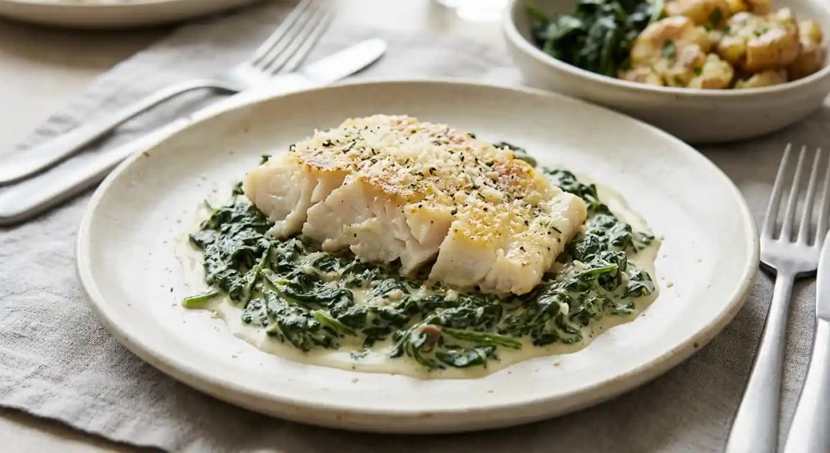Baked Haddock Florentine