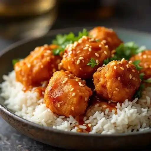 Sesame Chicken recipe served on a plate, by Cheers Grille & Bar Sesame Chicken recipe served on a plate, by Cheers Grille & Bar