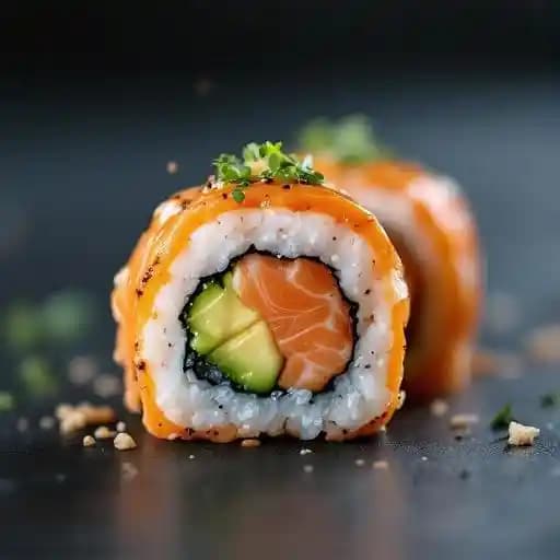 SPICY SALMON ROLL recipe served on a plate, by Ichiban Japanese Steakhouse & Sushi Bar SPICY SALMON ROLL recipe served on a plate, by Ichiban Japanese Steakhouse & Sushi Bar