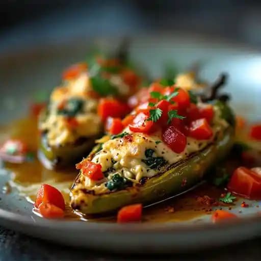Piquillos recipe served on a plate, by Casa d'Paco Piquillos recipe served on a plate, by Casa d'Paco