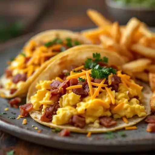 Breakfast Tacos recipe served on a plate, by BOOTS & BONES Breakfast Tacos recipe served on a plate, by BOOTS & BONES