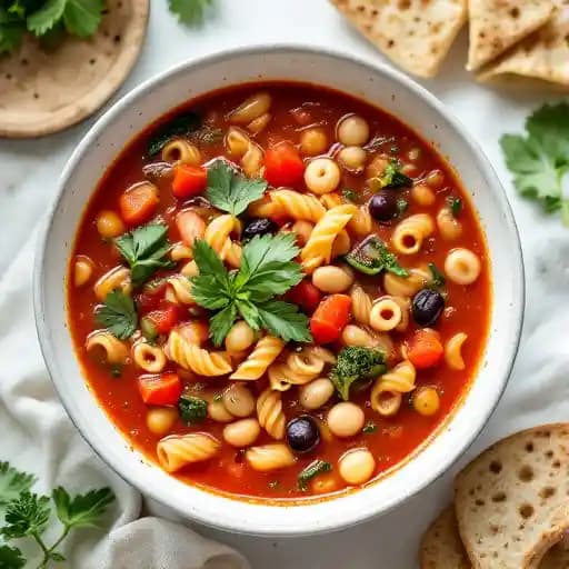 Minestrone Soup recipe served on a plate, by Olive Garden Italian Restaurant Minestrone Soup recipe served on a plate, by Olive Garden Italian Restaurant