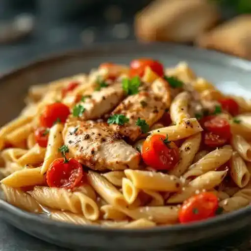 Cajun Chicken Pasta recipe served on a plate, by Ruby Tuesday Cajun Chicken Pasta recipe served on a plate, by Ruby Tuesday