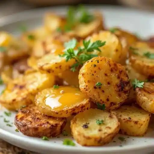Smashed Taters* recipe served on a plate, by Toutant Smashed Taters* recipe served on a plate, by Toutant