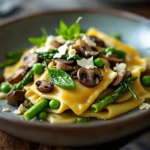 Spring Pea Ravioli recipe served on a plate, by JOEY Rideau Spring Pea Ravioli recipe served on a plate, by JOEY Rideau
