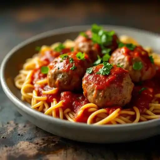 Meatball recipe served on a plate, by The Pasta Villa Meatball recipe served on a plate, by The Pasta Villa