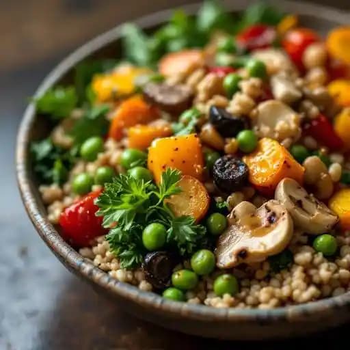 Grain & Veggie Bowl recipe served on a plate, by 300 East Grain & Veggie Bowl recipe served on a plate, by 300 East