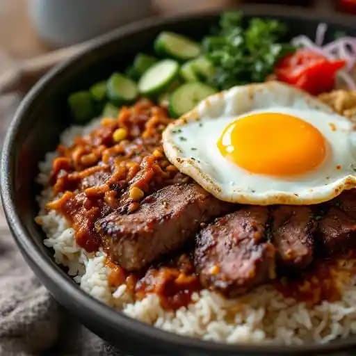 Bibimbap recipe served on a plate, by Hawkers Asian Street Food Bibimbap recipe served on a plate, by Hawkers Asian Street Food