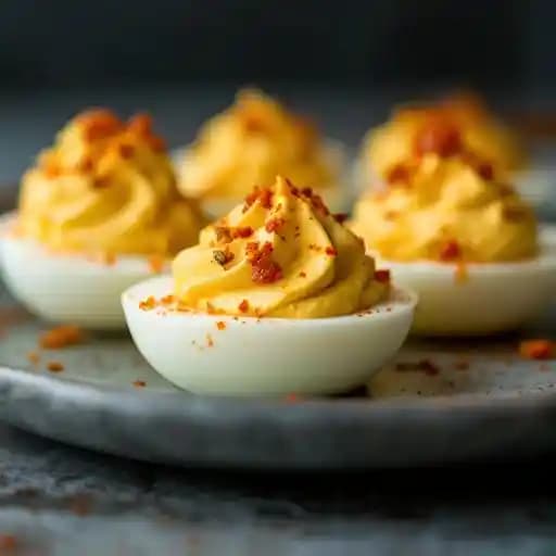 Southern-Style Deviled Eggs recipe served on a plate, by The Pit Authentic Barbecue Southern-Style Deviled Eggs recipe served on a plate, by The Pit Authentic Barbecue