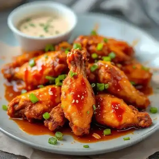 Sweet Chili Wings recipe served on a plate, by Fishbones Sweet Chili Wings recipe served on a plate, by Fishbones