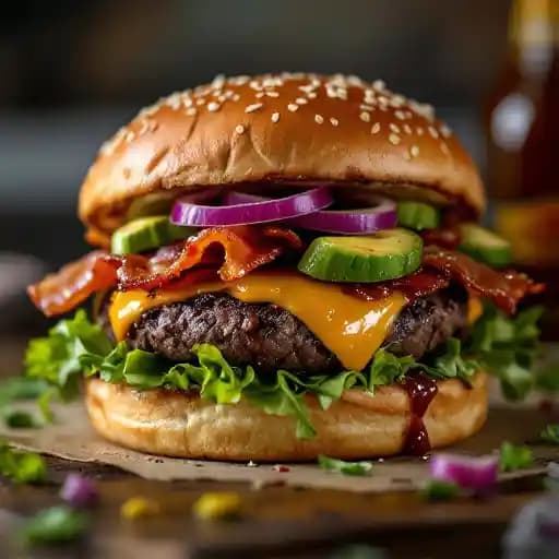 Desperado Bison Burger recipe served on a plate, by Stumble Stilskins Desperado Bison Burger recipe served on a plate, by Stumble Stilskins