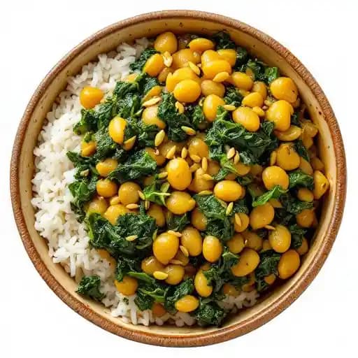 deccan dal and spinach recipe served on a plate, by Coconut Lagoon deccan dal and spinach recipe served on a plate, by Coconut Lagoon