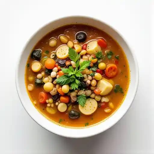 MINESTRONE recipe served on a plate, by Matto MINESTRONE recipe served on a plate, by Matto