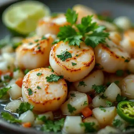 Scallop Ceviche recipe served on a plate, by Eliot & Vine Scallop Ceviche recipe served on a plate, by Eliot & Vine
