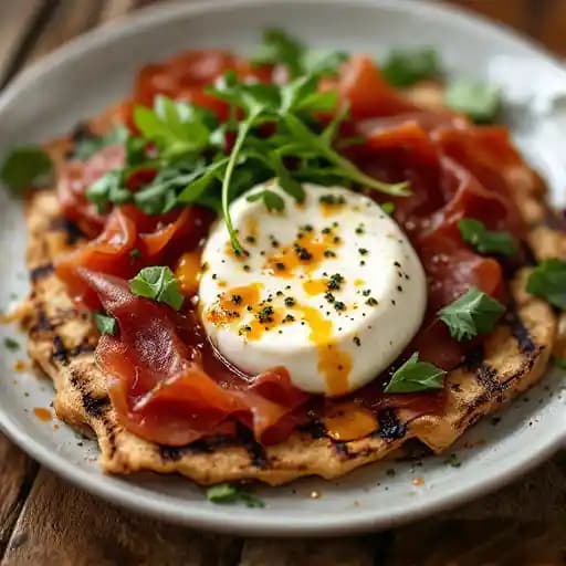 Maplebrook Farm Burrata recipe served on a plate, by Lento Restaurant Maplebrook Farm Burrata recipe served on a plate, by Lento Restaurant