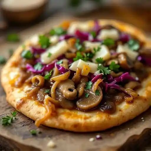 Jäger Flatbread recipe served on a plate, by Genesee Brew House Jäger Flatbread recipe served on a plate, by Genesee Brew House