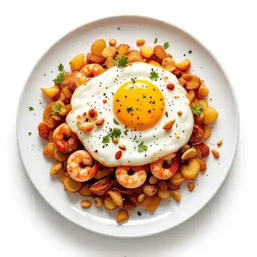 Huevos Rotos recipe served on a plate, by Coqueta Huevos Rotos recipe served on a plate, by Coqueta