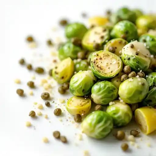 Brussels Sprouts recipe served on a plate, by Italian Kitchen Brussels Sprouts recipe served on a plate, by Italian Kitchen