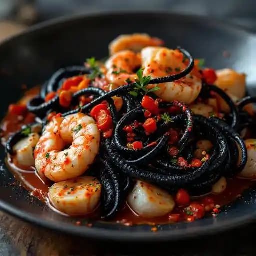 Black Squid Ink Seafood Linguine