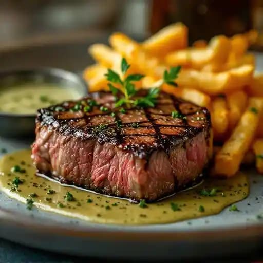 Steak Au Poivre recipe served on a plate, by Two Hands Steak Au Poivre recipe served on a plate, by Two Hands