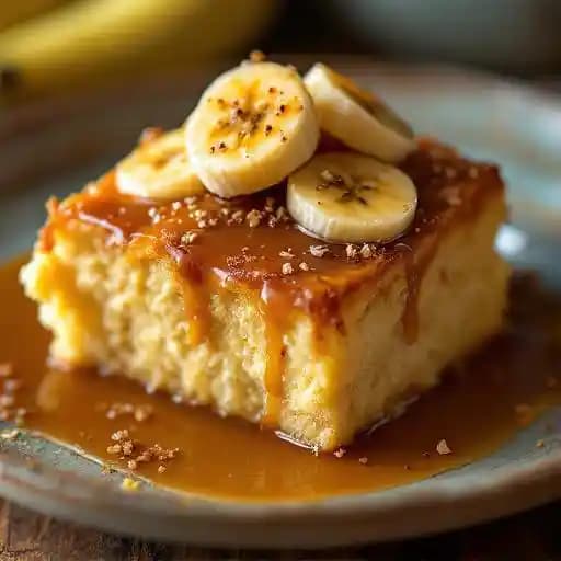 Banana Sweet Bread Pudding "Panipopo" recipe served on a plate, by Roy's Waikiki Banana Sweet Bread Pudding "Panipopo" recipe served on a plate, by Roy's Waikiki