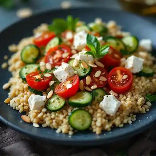 Mediterranean recipe served on a plate, by Olive & Ivy Mediterranean recipe served on a plate, by Olive & Ivy