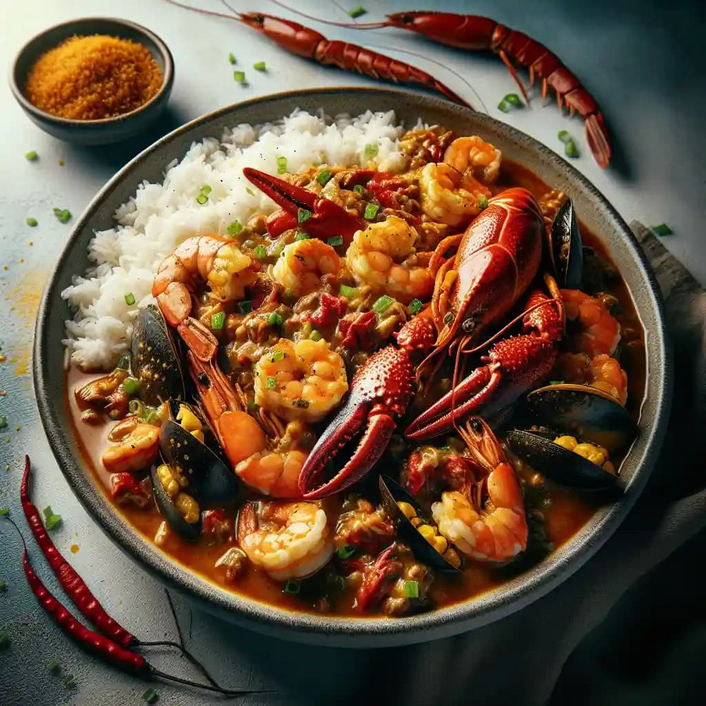 LOUISIANA SEAFOOD ETOUFFEE recipe served on a plate, by The Court of Two Sisters LOUISIANA SEAFOOD ETOUFFEE recipe served on a plate, by The Court of Two Sisters