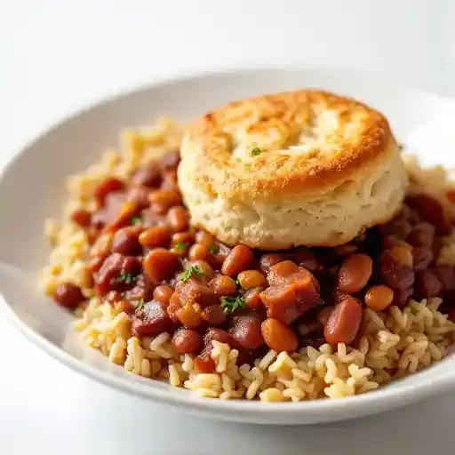 Red Beans and Rice recipe served on a plate, by The Old Post Red Beans and Rice recipe served on a plate, by The Old Post